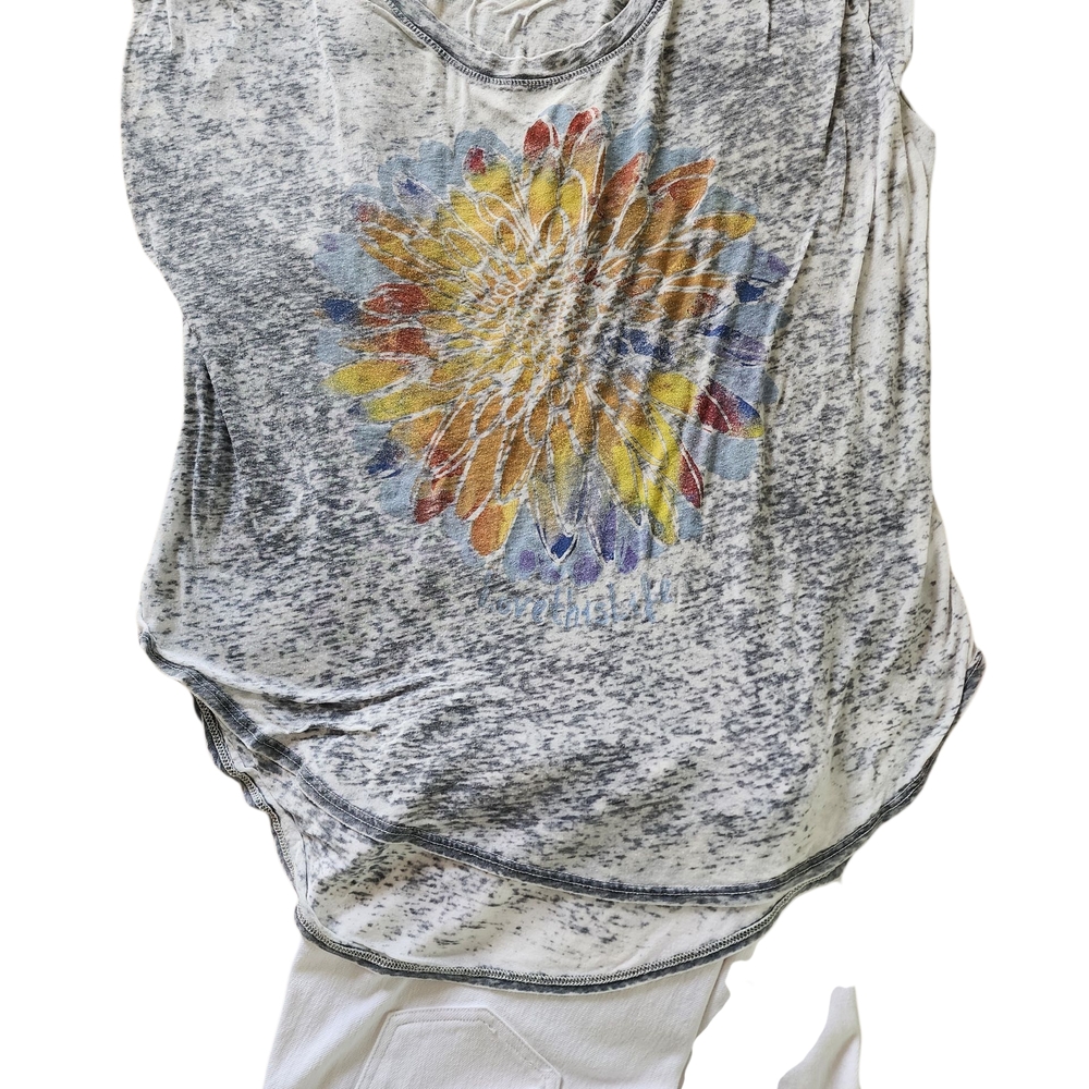 Sunflower Print Gray Women's Yoga Mindful Tank Top